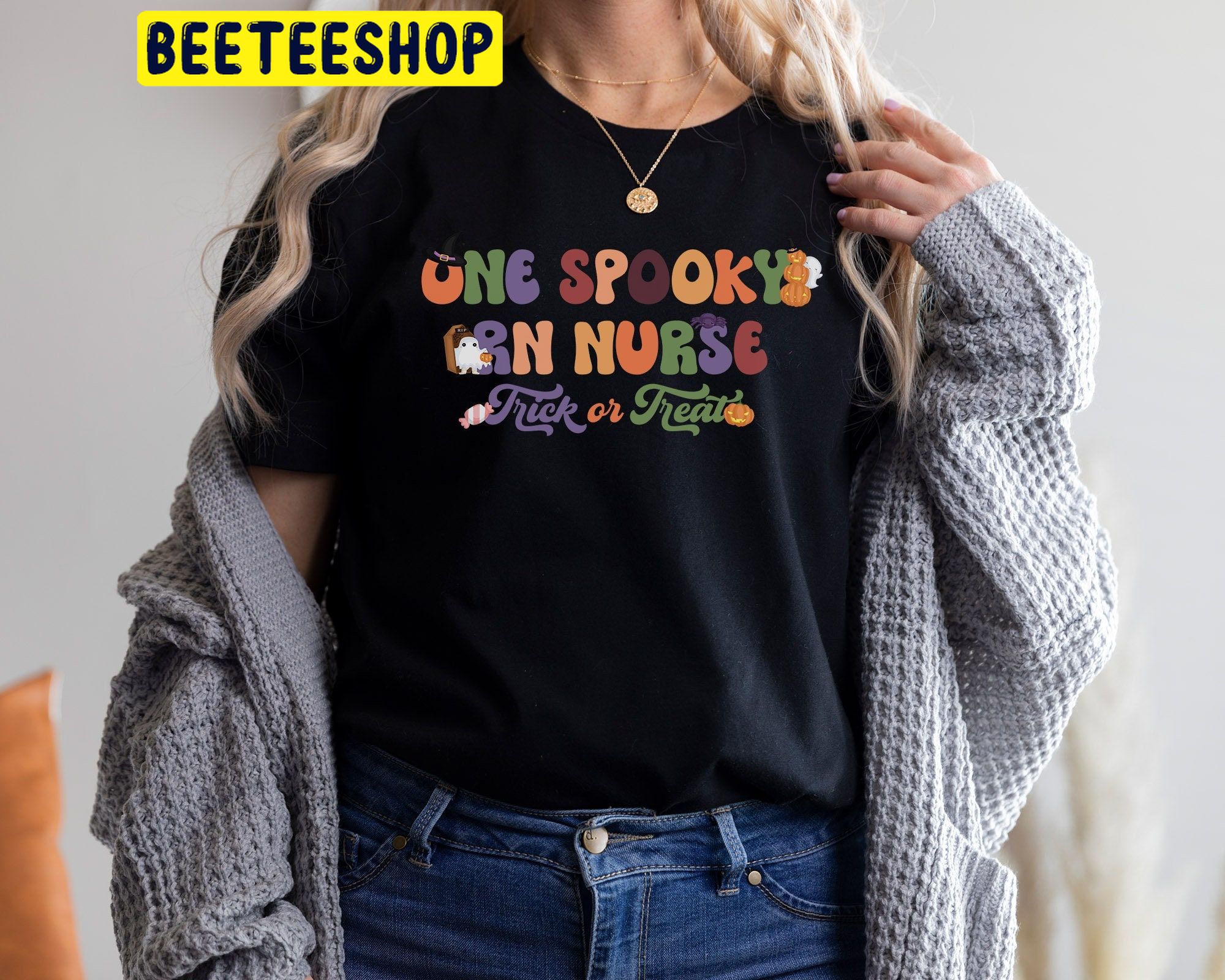 One Spooky Rn Nurse Trick Or Treat Halloween Trending Unisex Shirt