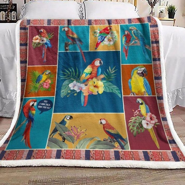 Parrot Lover Yes I Can Talk Can You Fly Comfy Sofa Throw Blanket