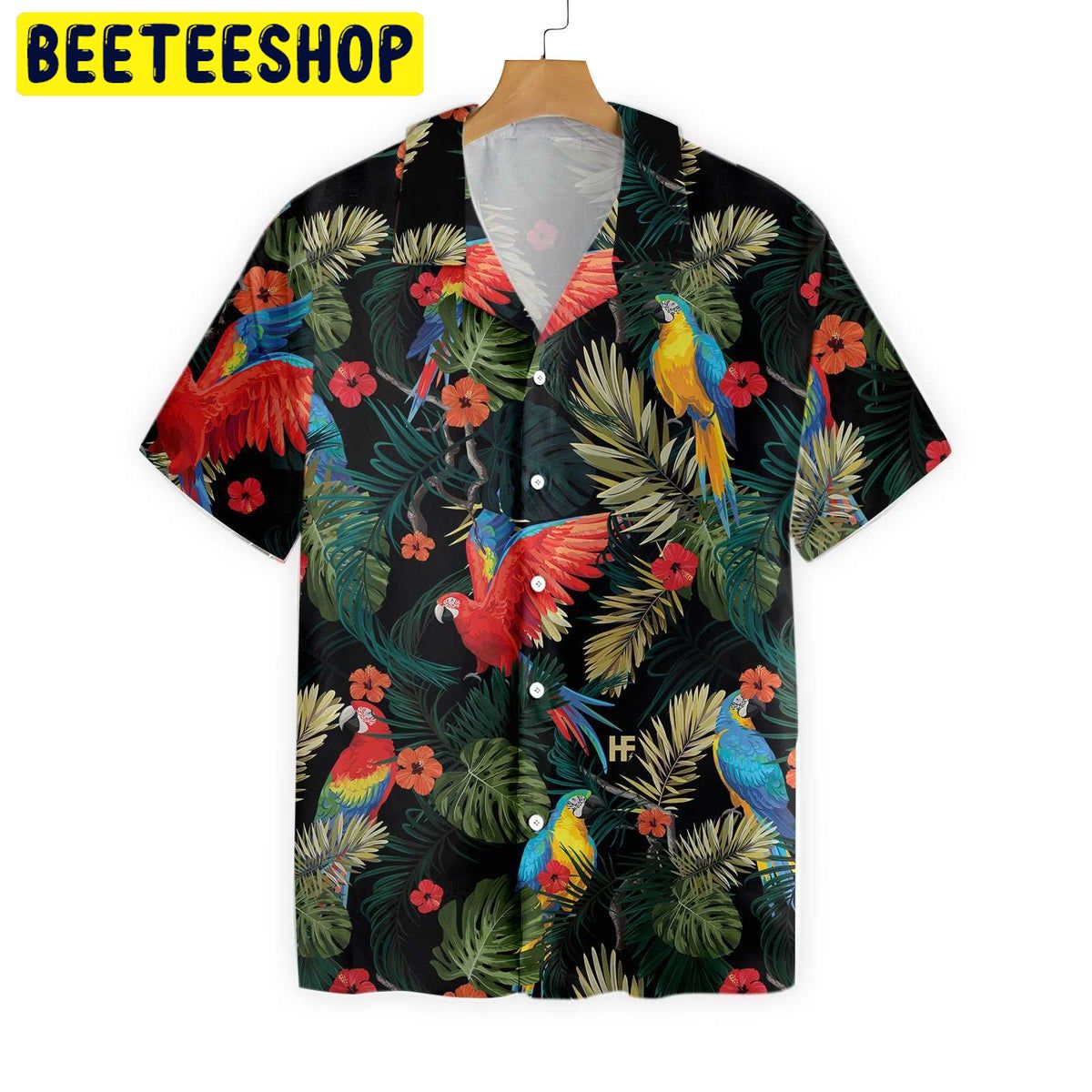 Parrots Dark Tropical Pattern Trending Hawaiian Shirt