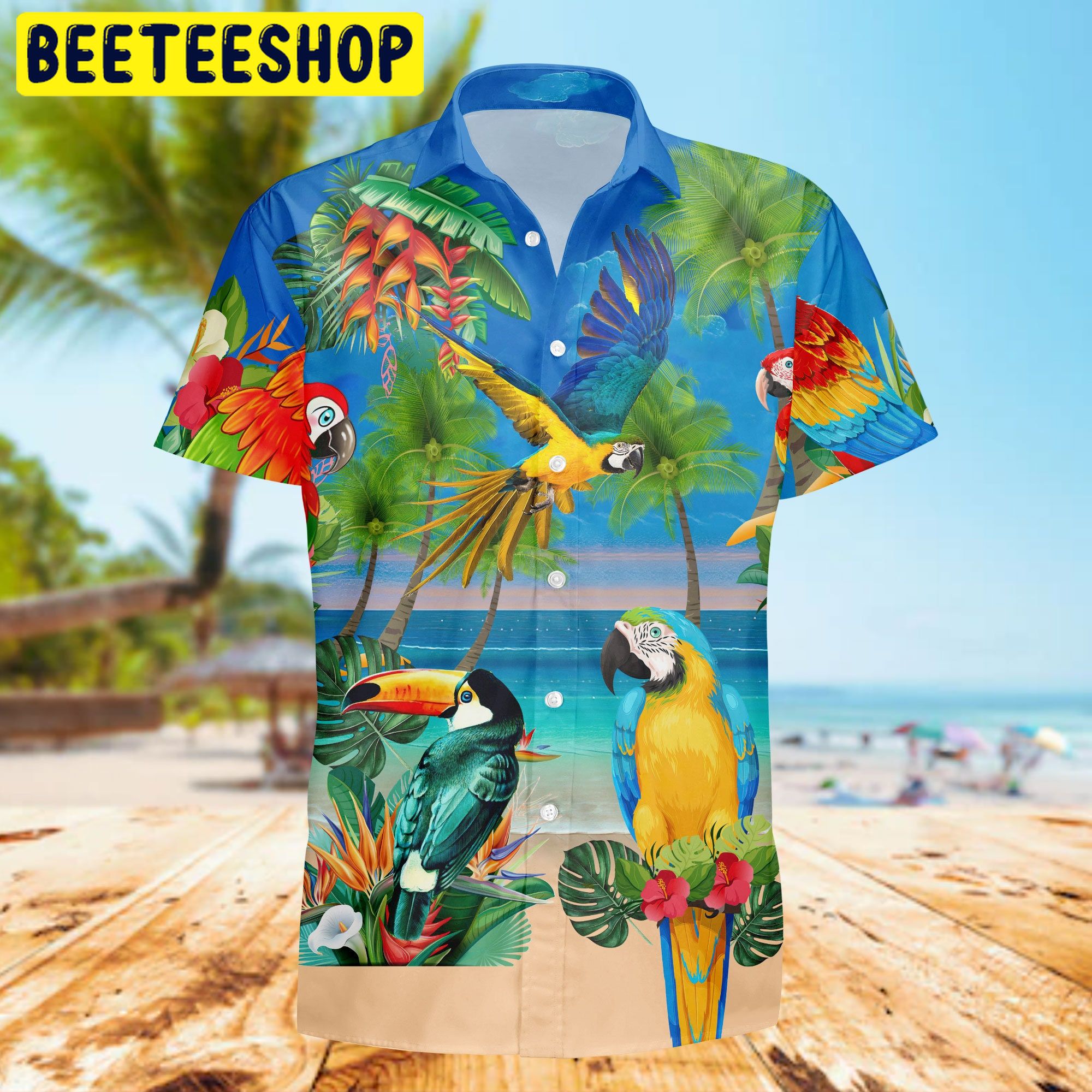 Parrots High By The Beach Trending Hawaiian Shirt