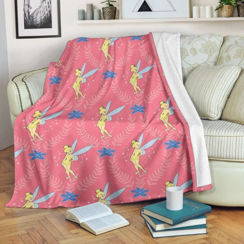 Pattern Tinker Bell Disney Fleece Blanket Throw Blanket