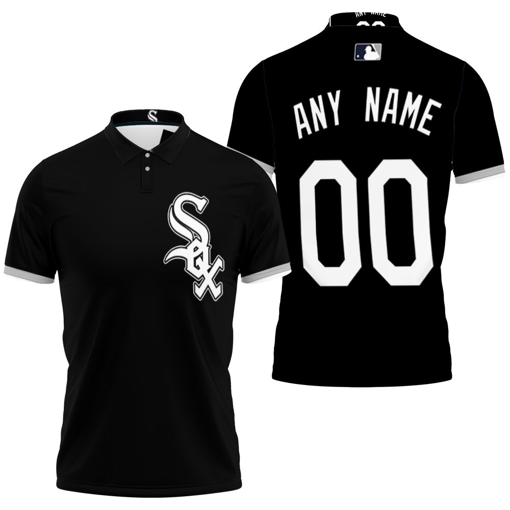 Personalized Chicago White Sox 00 Any Name 2019 Team Black Jersey Inspired Style 3D All Over Print Polo Shirt