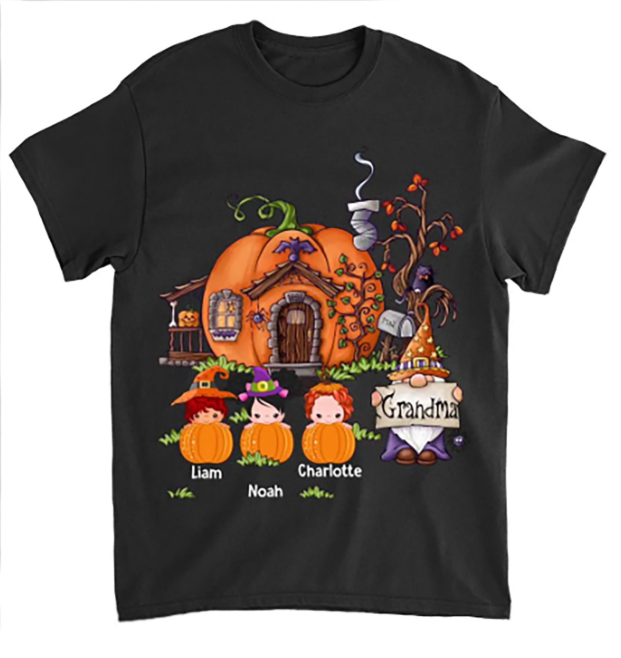 Personalized Grandma Gnome Pumpkin Halloween Shirt