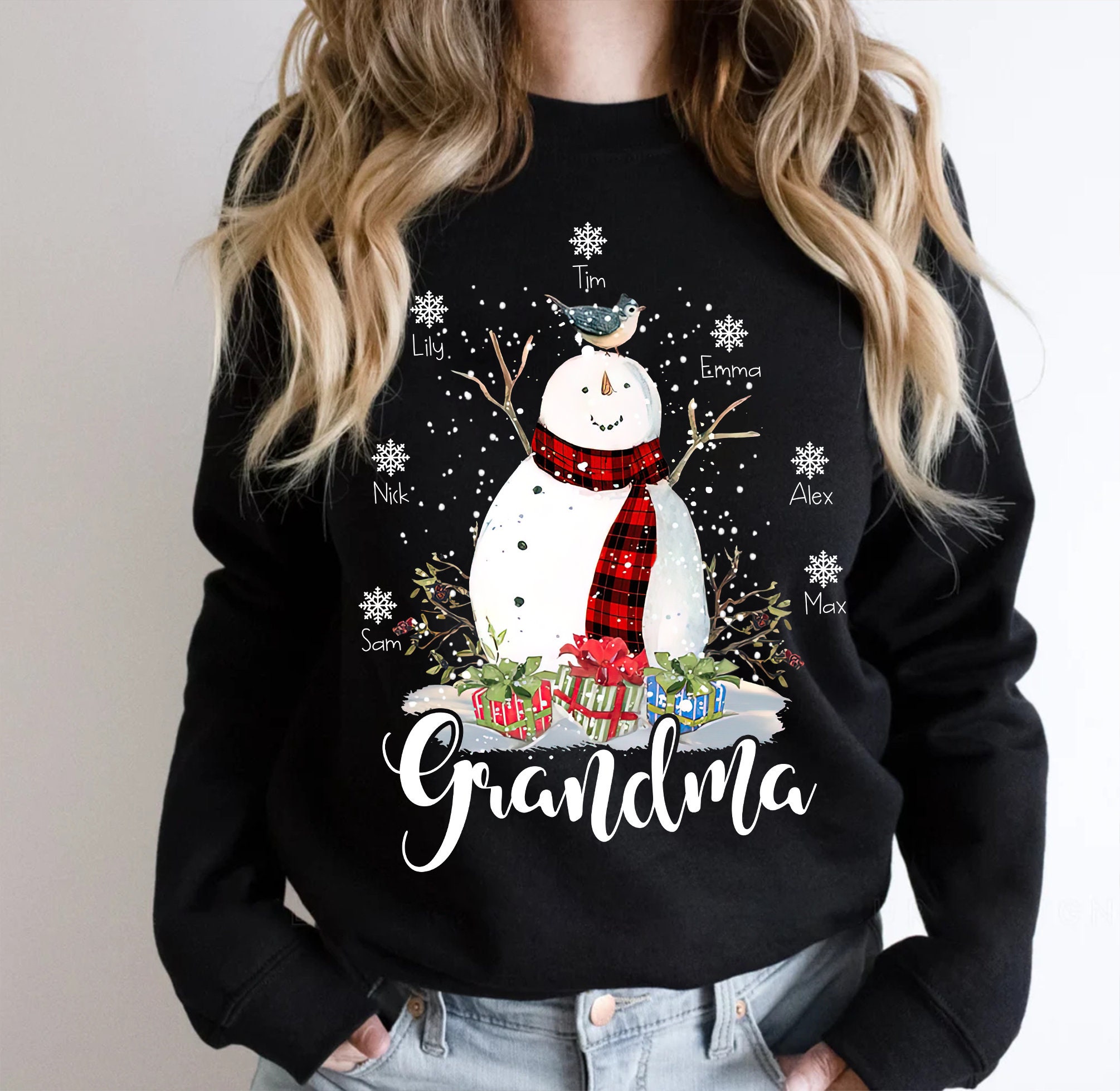 Personalized Grandma Snowman Christmas Sweatshirt