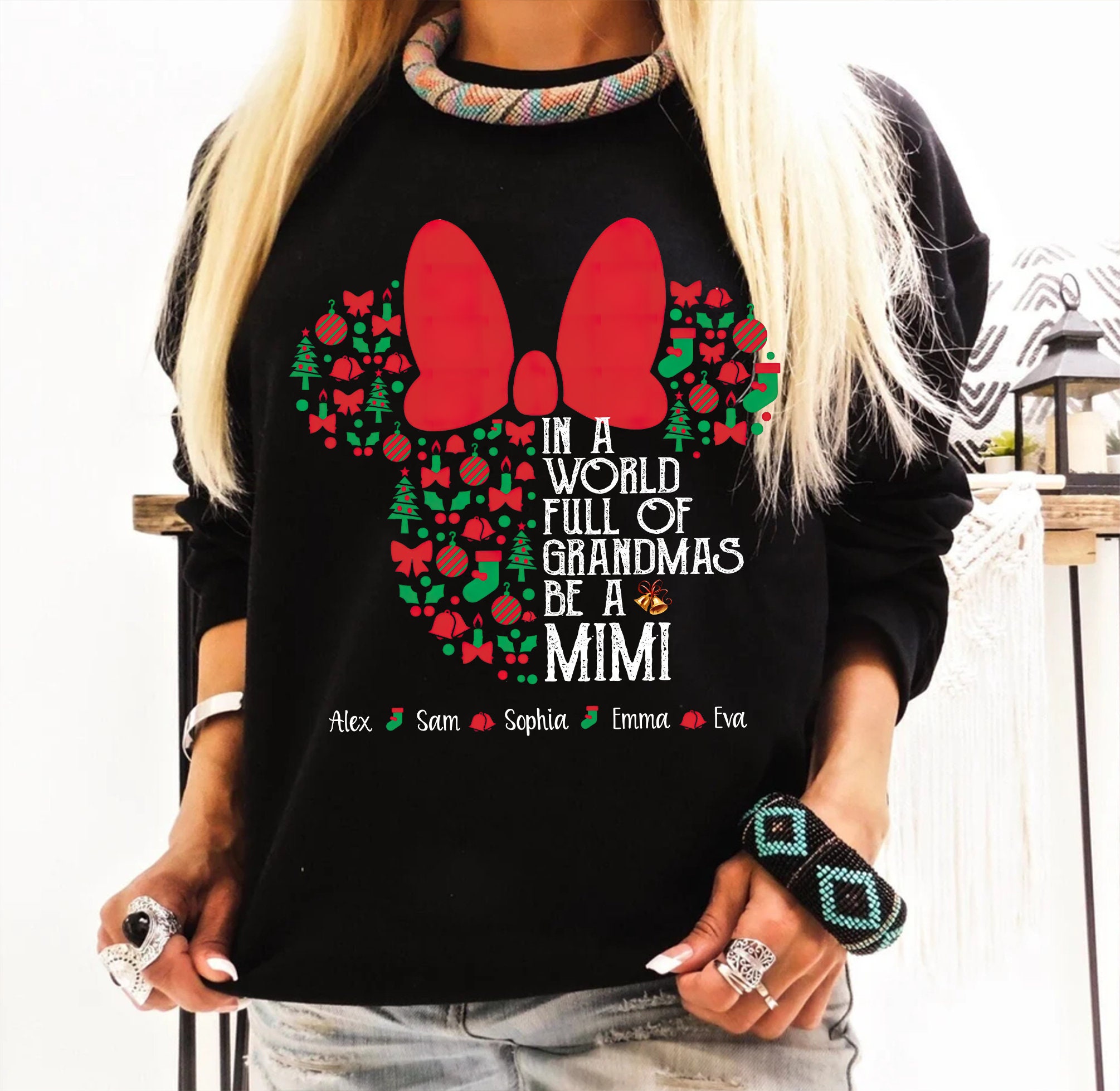 Personalized In A World Full Of Grandmas Be A Mimi Mouse Christmas Sweatshirt