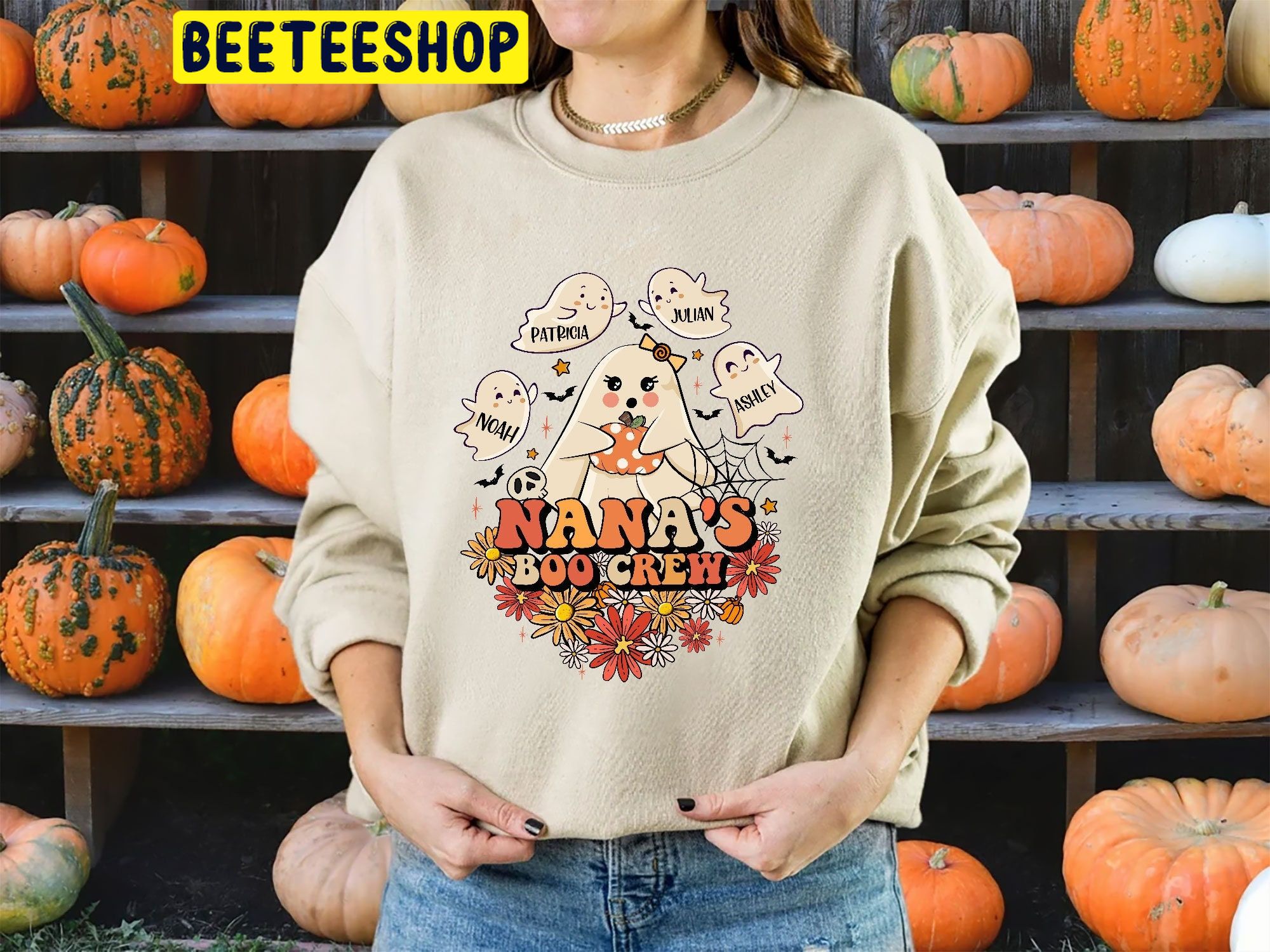 Personalized Nana’s Boo Crew New Custom Kids Names Funny Halloween Trending Unisex Shirt