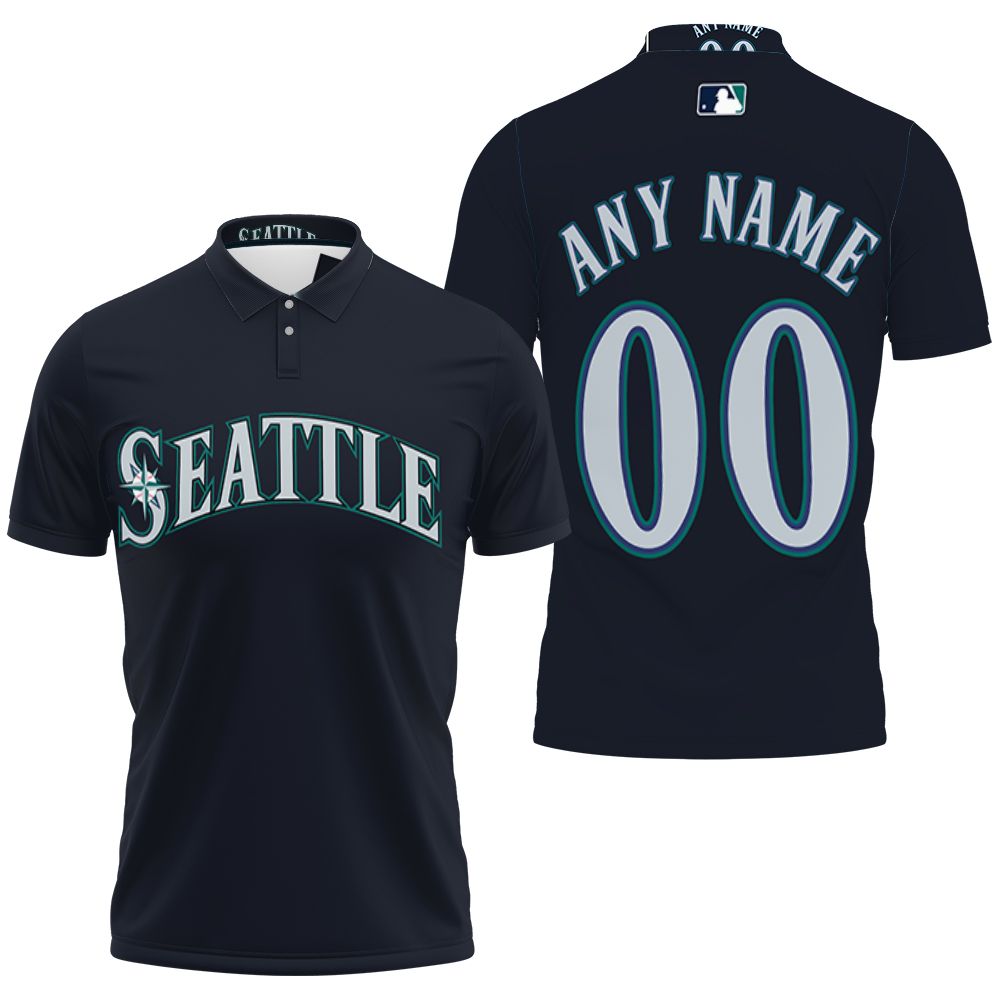 Personalized Seattle Mariners Anyname 00 2020 Majestic Navy Jersey Inspired Style Gift For Seattle Mariners Fans Polo Shirt