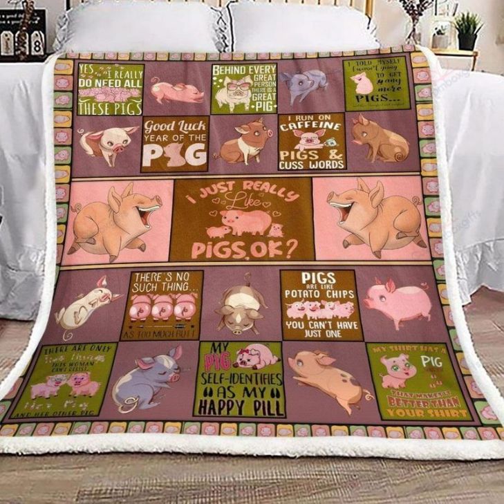 Pig Lover I Just Really Like Pigs Ok Comfy Sofa Throw Blanket