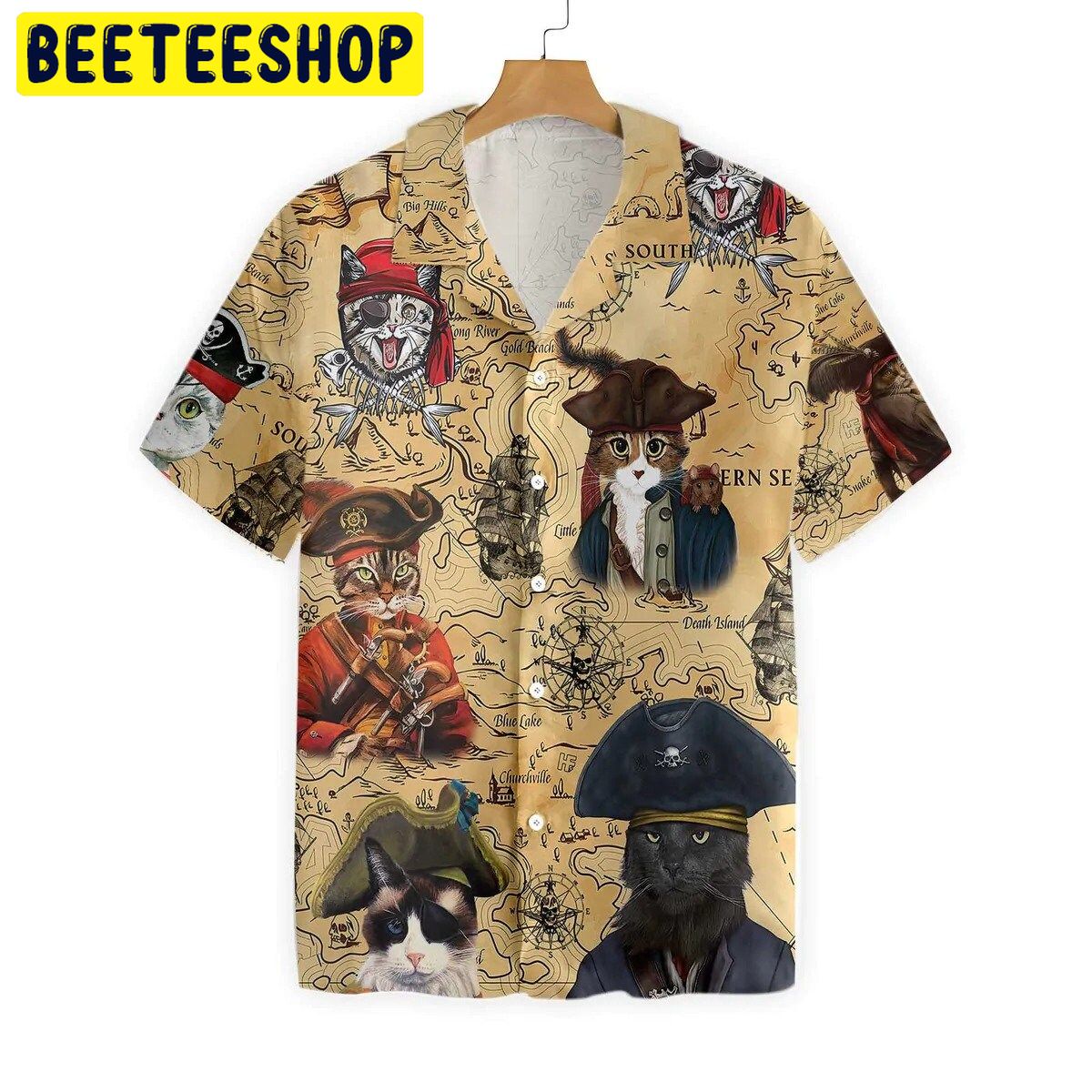 cat pirate hawaiian shirt