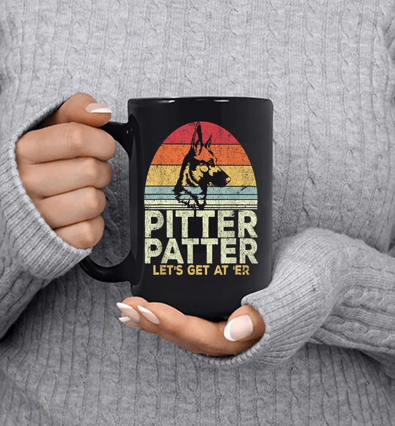 Pitter Patter German Shepherd Dog Funny Vintage Retro Mug