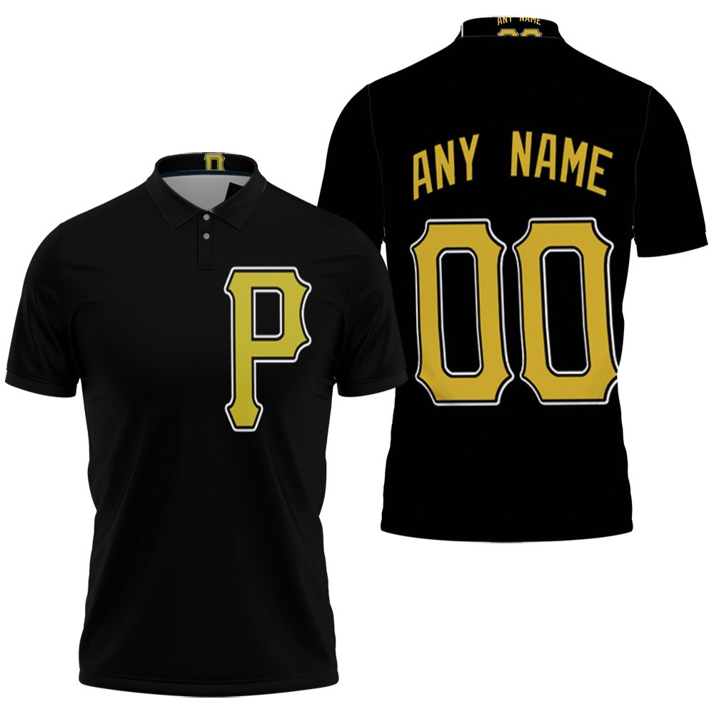 Pittsburgh Pirates Mlb Baseball Team Logo Majestic Custom Black 2019 Polo Shirt