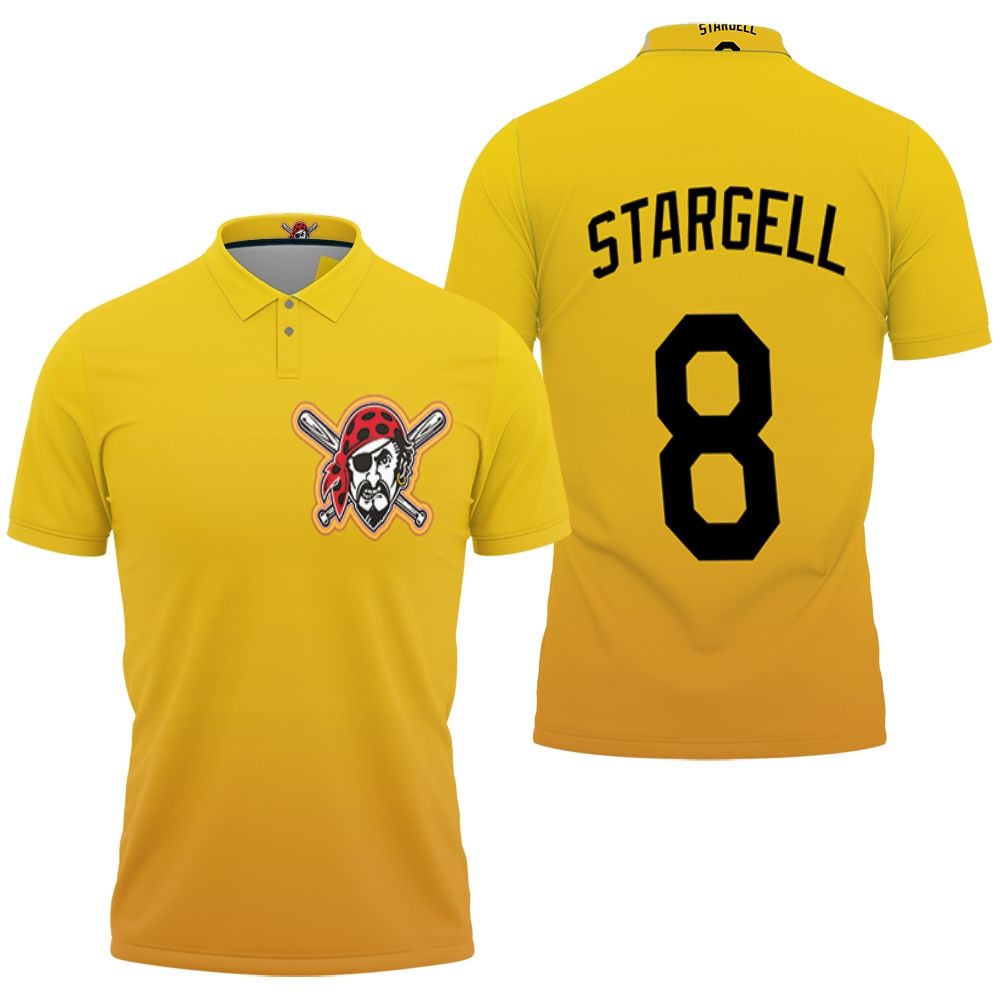 Pittsburgh Pirates Willie Stargell #8 Great Player 2020 Mlb Baseball Team Logo Yellow Polo Shirt