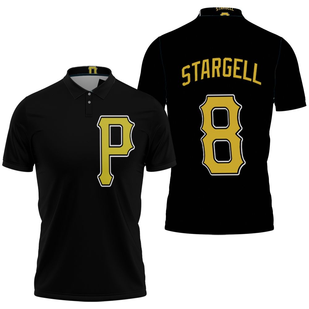 Pittsburgh Pirates Willie Stargell #8 Mlb Great Player Baseball Team Logo Majestic Custom Black 2019 Polo Shirt