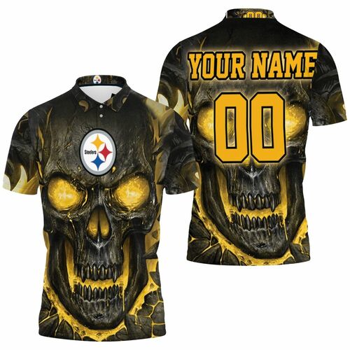 Pittsburgh Steelers Hello Darkness My Old Friend 3d Skull Personalized 3D All Over Print Polo Shirt