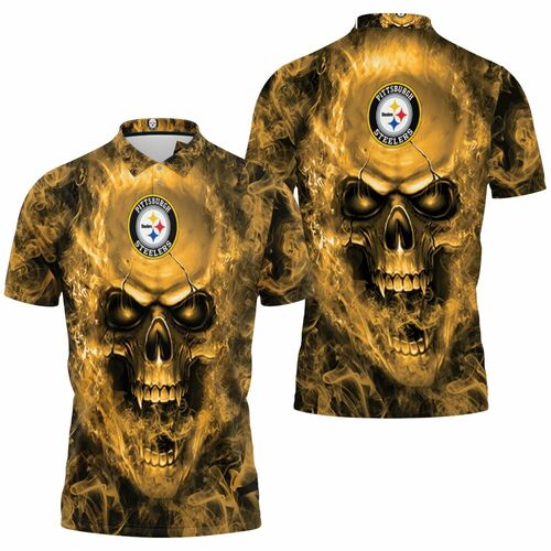 Pittsburgh Steelers Nfl Fans Skull 3D All Over Print Polo Shirt