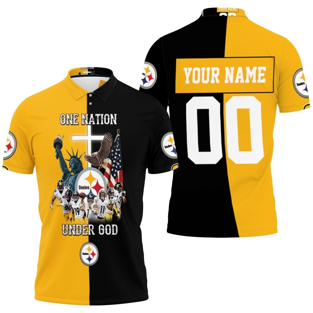 Pittsburgh Steelers One Nation Under God Great Players Team 2020 Nfl Personalized 3D All Over Print Polo Shirt