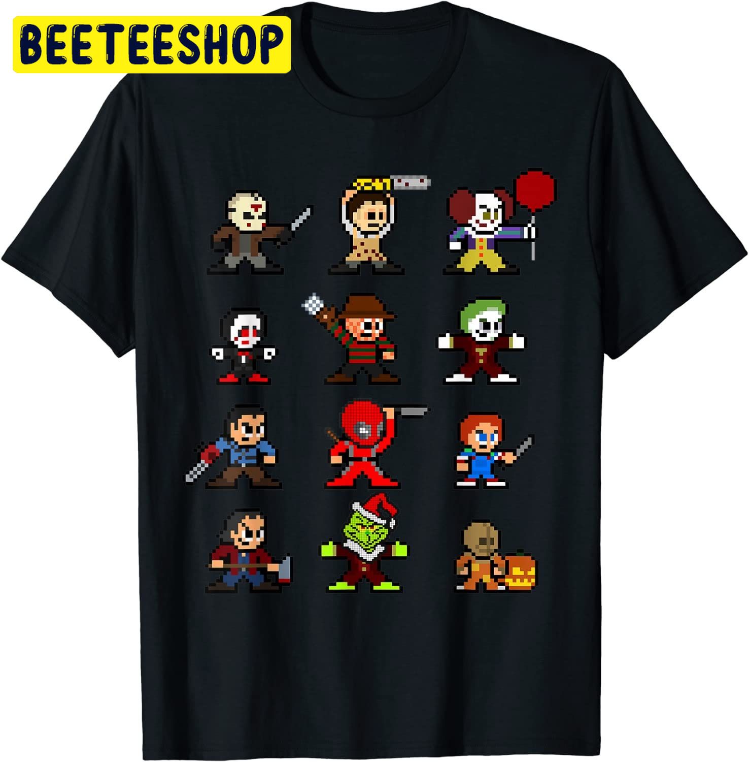 Pixel Halloween Scary Horror Christmas Gamer Trending Unisex Shirt