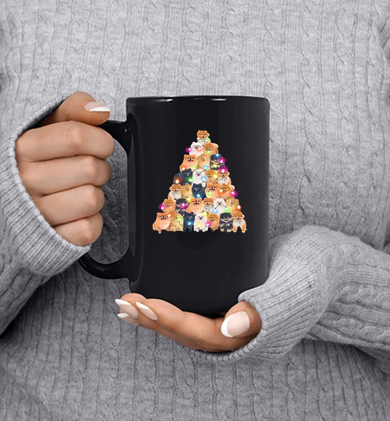 Pomeranian Dog Christmas tree Mug