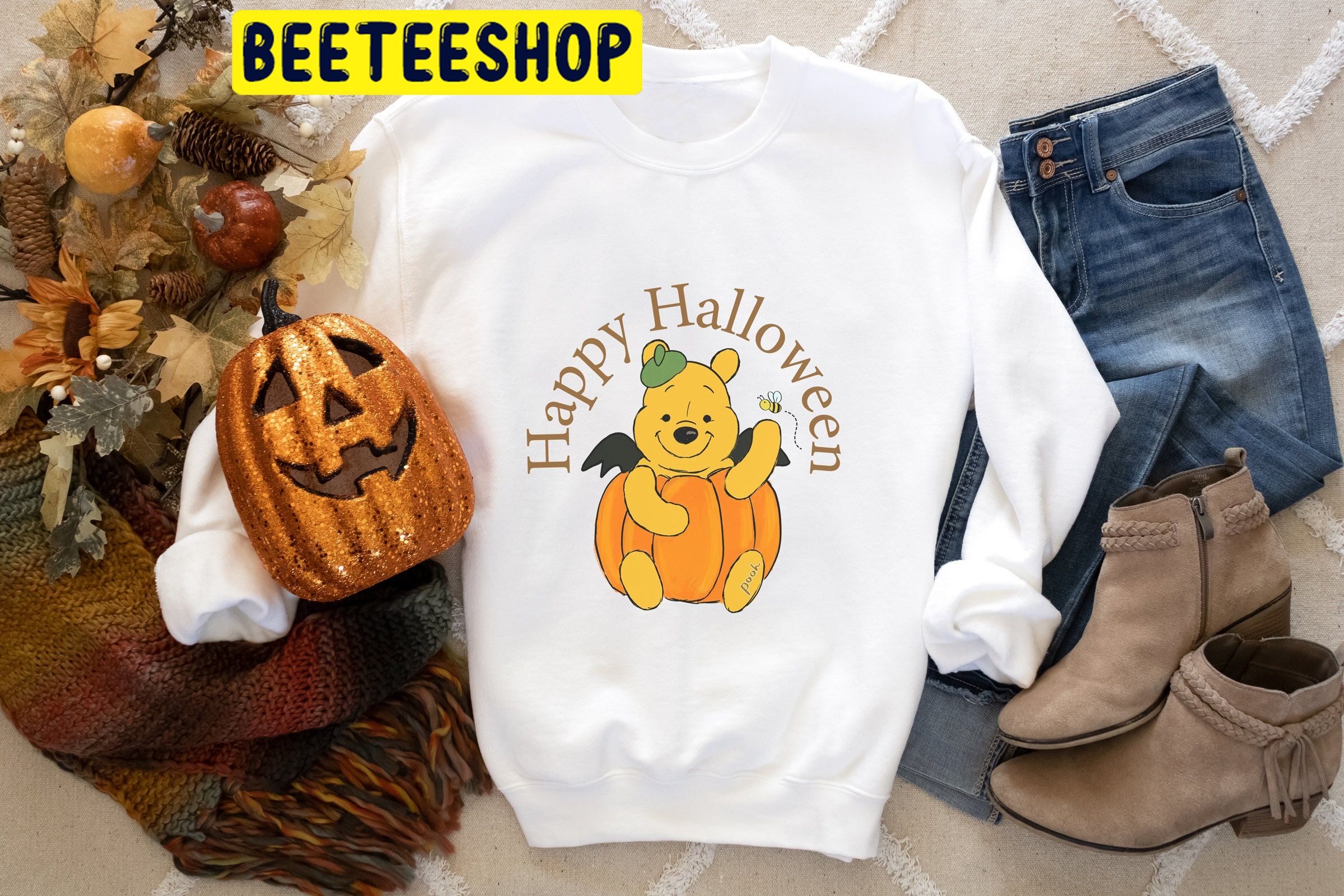 Pooh On Pumpkin Halloween Trending Unisex Shirt