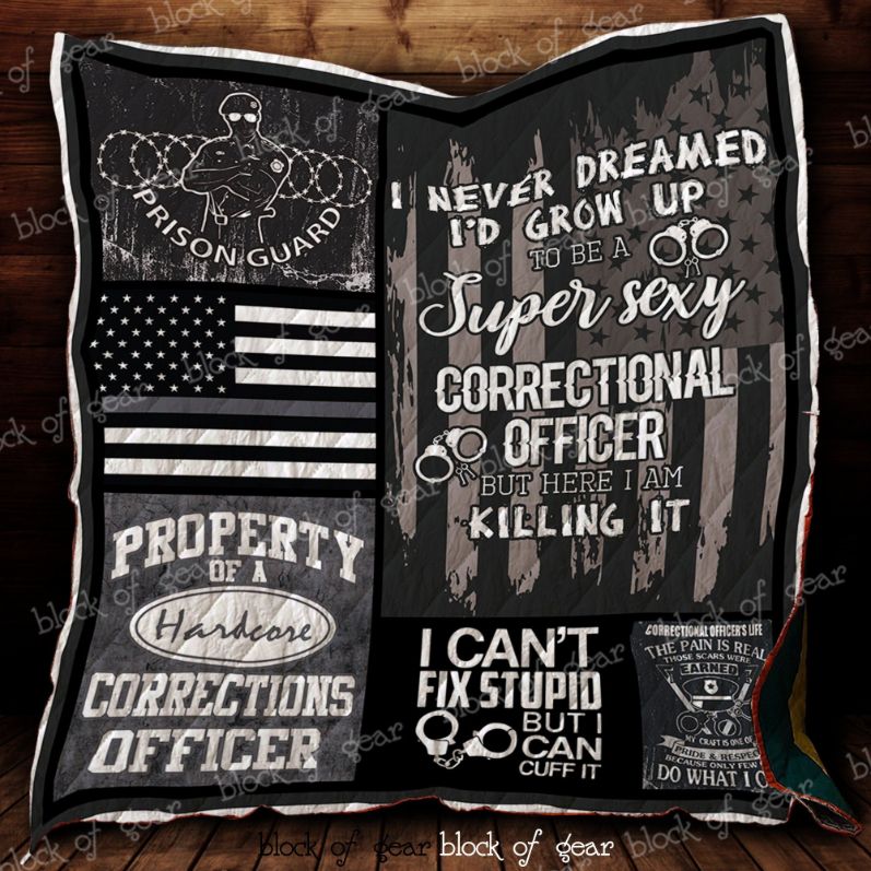 Property Of A Hardcore Corrections Officer Quilt Blanket Great Customized Blanket Gifts For Birthday Christmas Thanksgiving