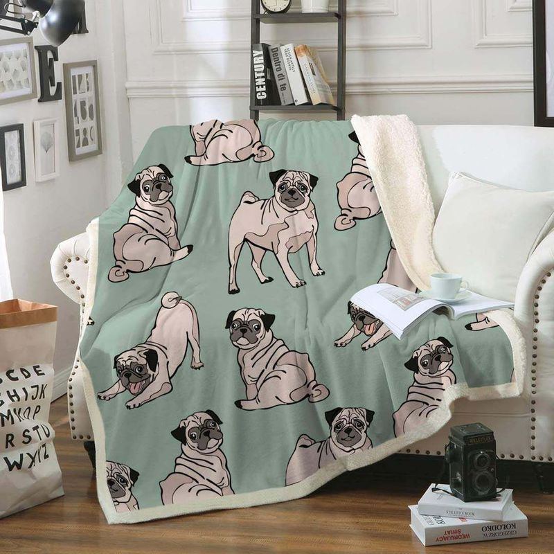 Pug Pattern Comfy Sofa Throw Blanket