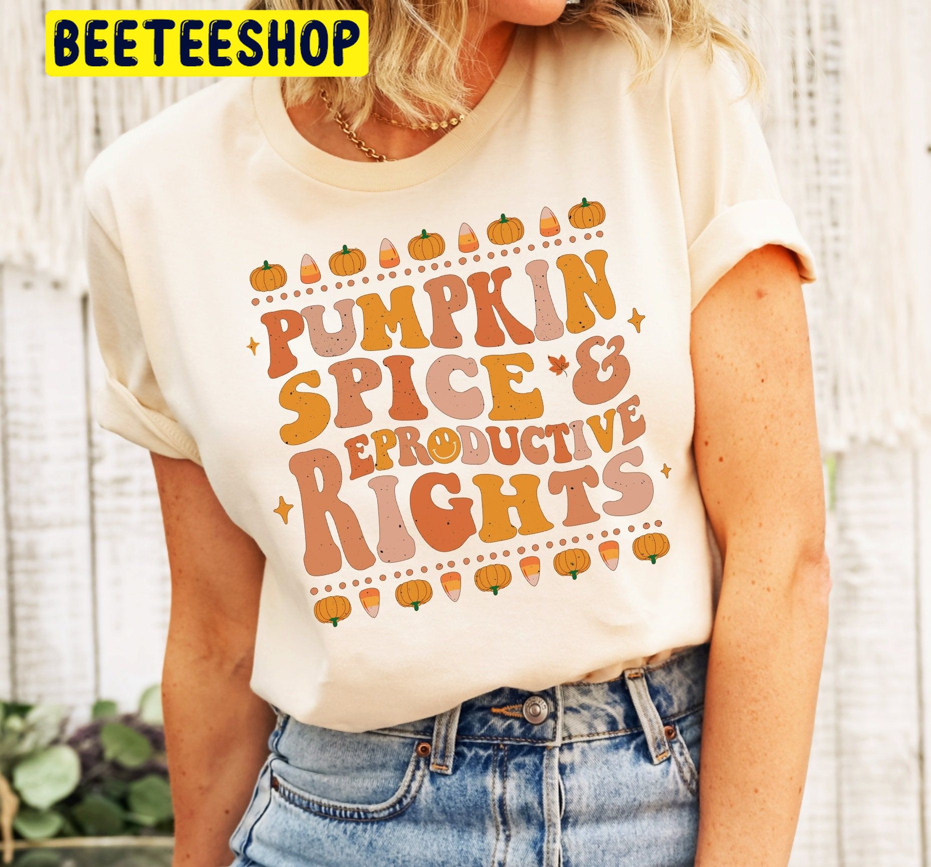 Pumpkin Spice And Reproductive Rights Spooky Equal Rights Witchy Trending Unisex Shirt