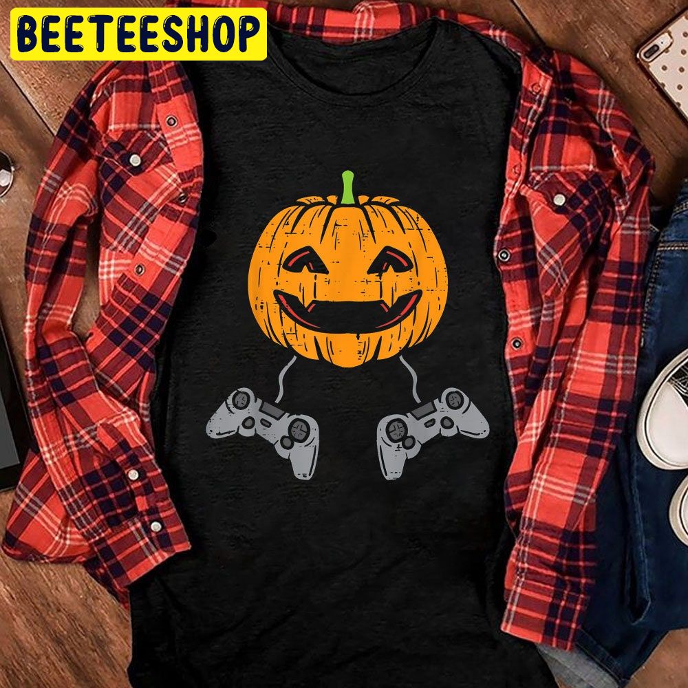 Pumpkin Video Game Controller Gamer Halloween Trending Unisex Shirt