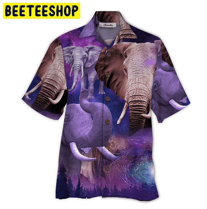 Purple Art Elephant 3D All Over Printed Trending Hawaiian Shirt