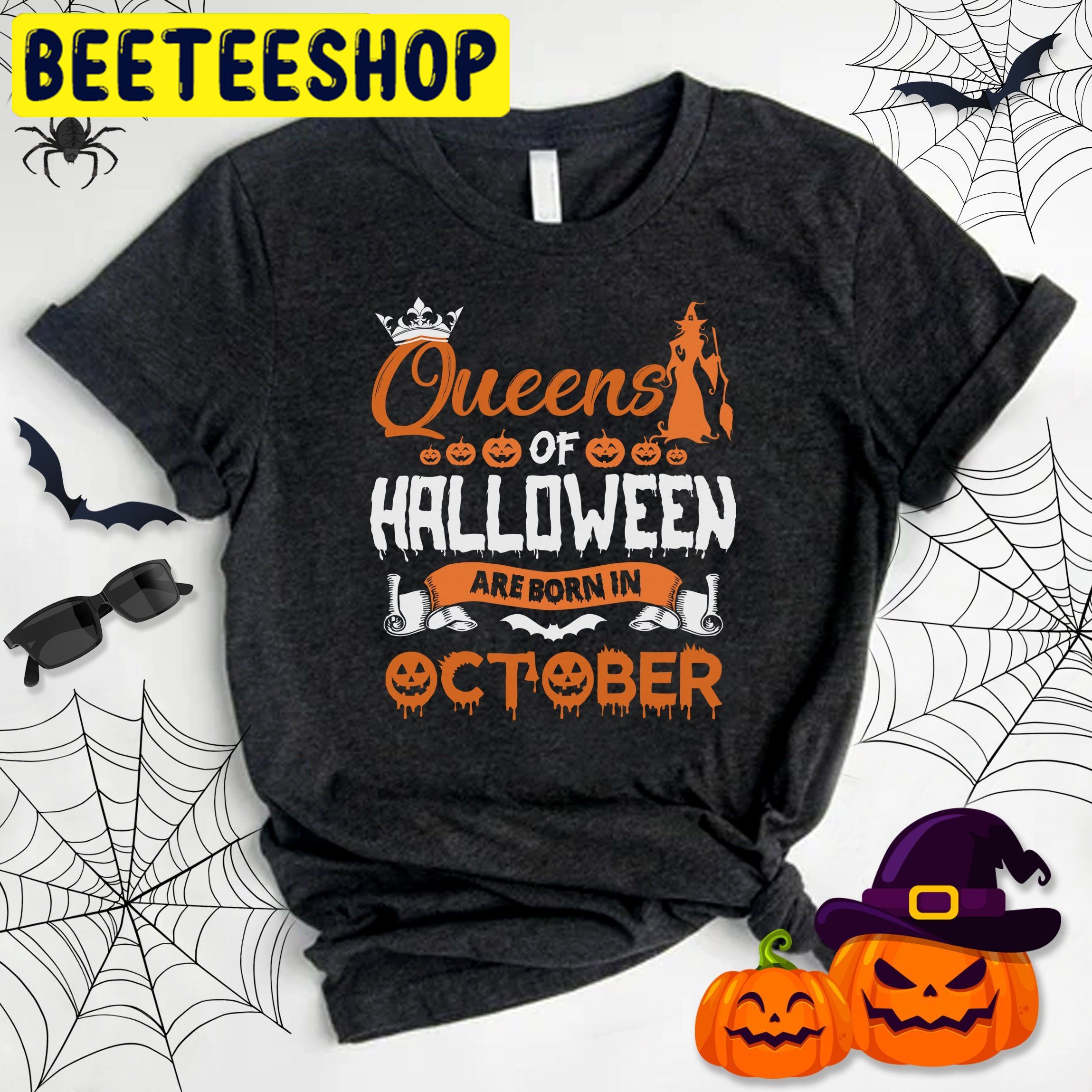 Queen Of Halloween Are Born In October For Birthday HalloweenTrending Unisex Shirt