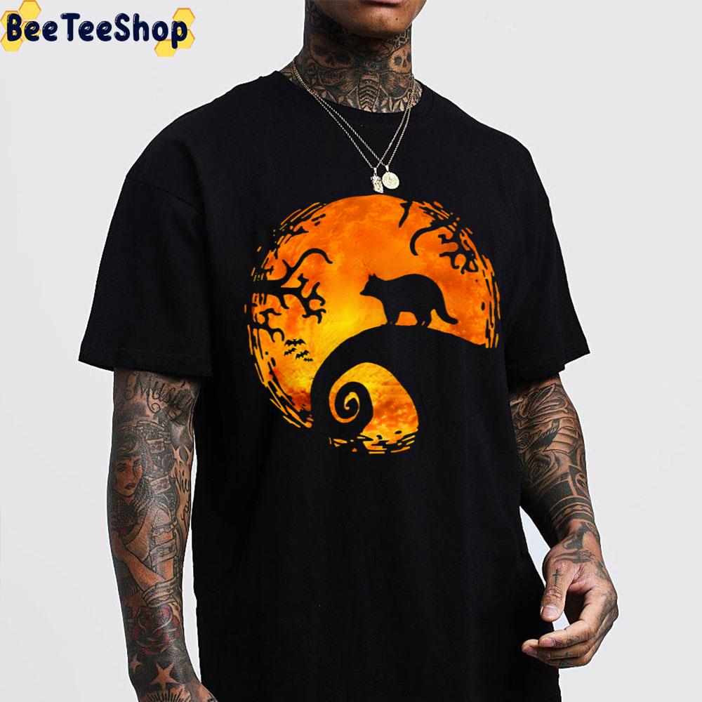 Raccoon And Orange Moon Halloween Trending Unisex T-Shirt