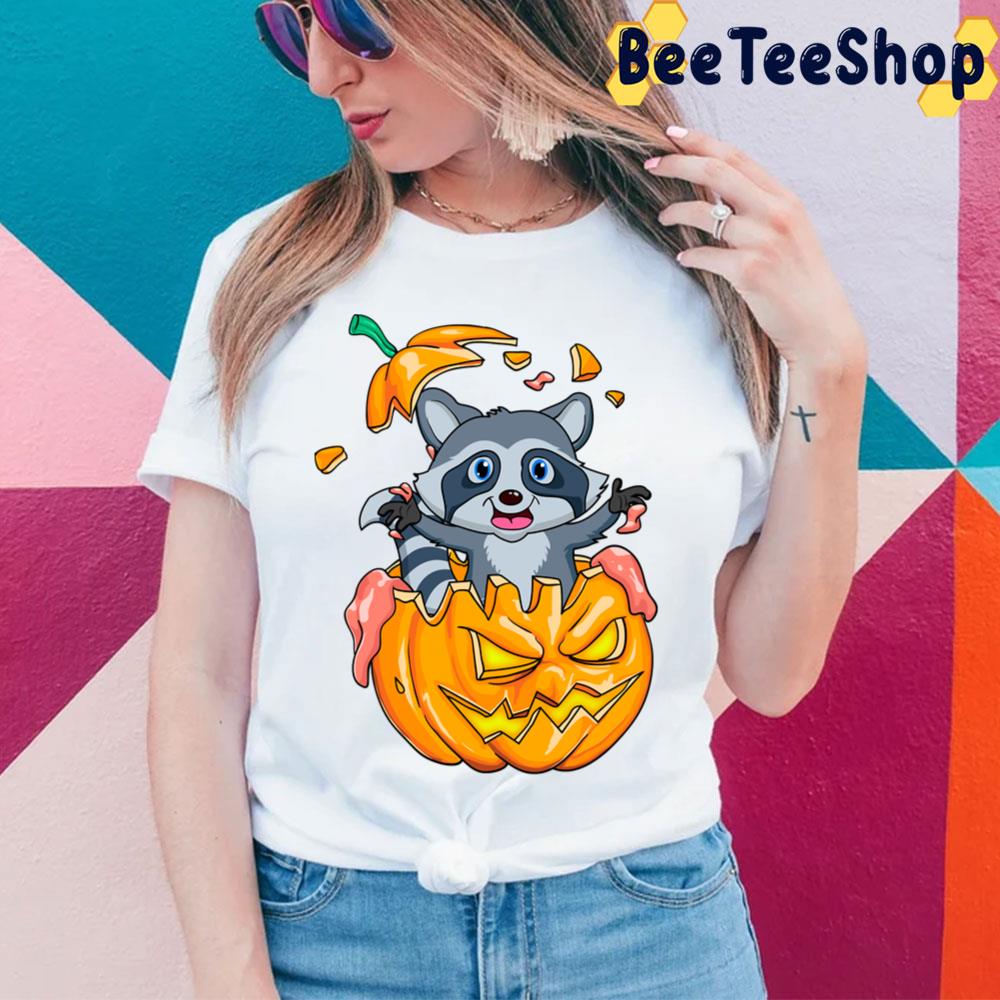 Raccoon Pumpkin Funny Halloween Trending Unisex T-Shirt