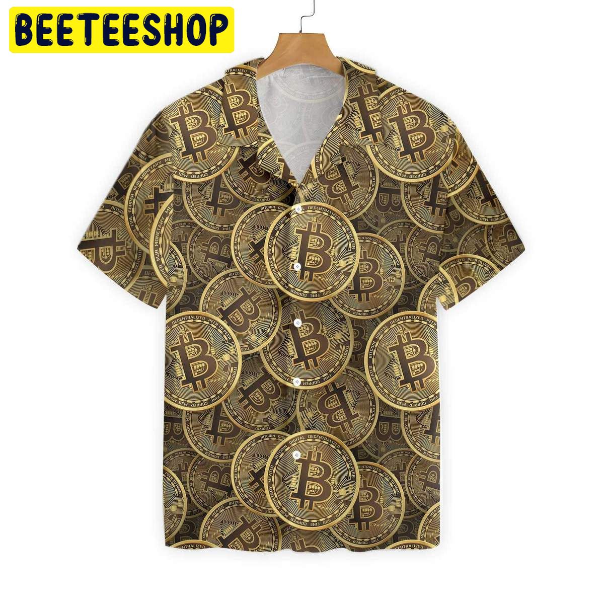 Realistic Seamless Bitcoin Cryptocurrency Trending Hawaiian Shirt