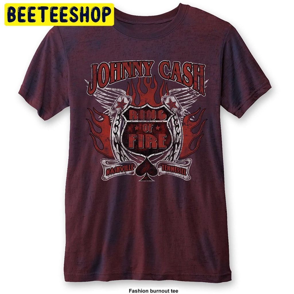 Red Johnny Cash Ring Of Fire Trending Unisex Shirt