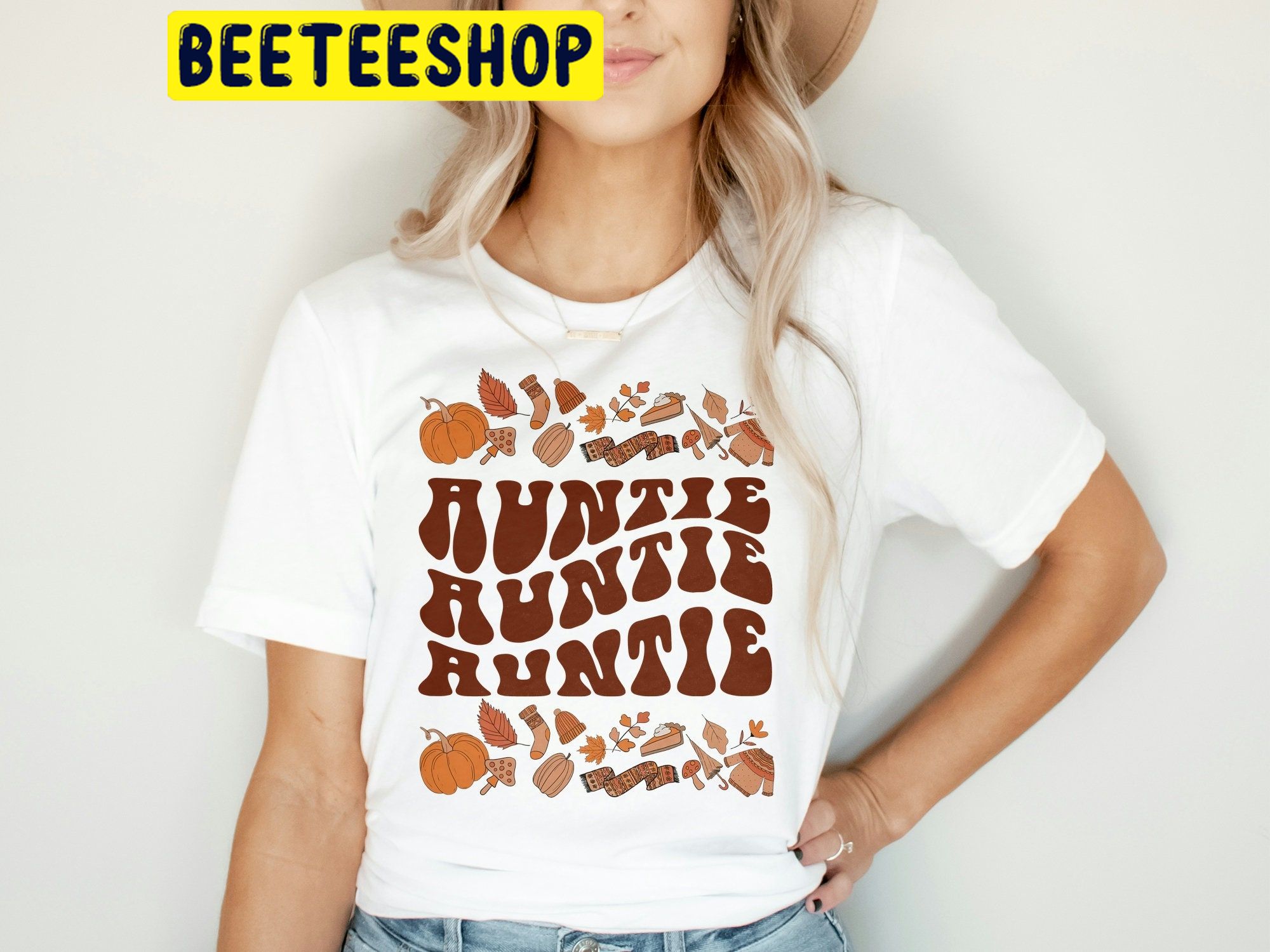 Retro Auntie Shirt For Fall Season Halloween Trending Unisex Shirt