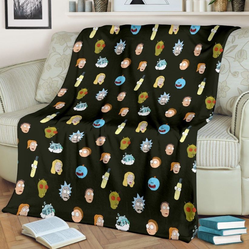 Rich And Morty Icons Cartoon Fleece Blanket Throw Blanket