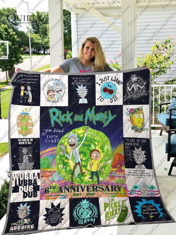 Rick And Morty 6th Anniversary Quilt Blanket