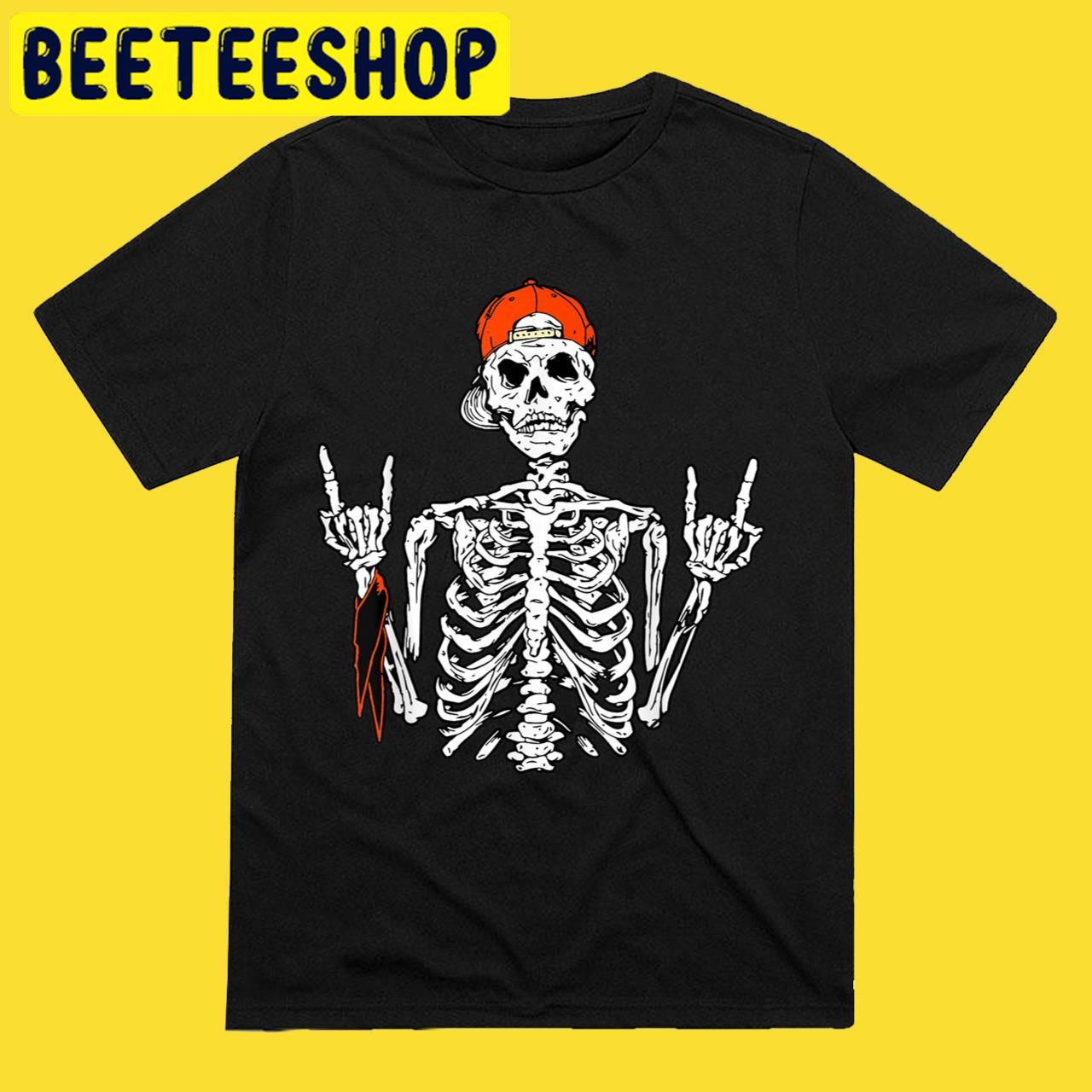 Rocker Skeleton Hand Rock On Costume Funny Halloween Trending Unisex T-Shirt