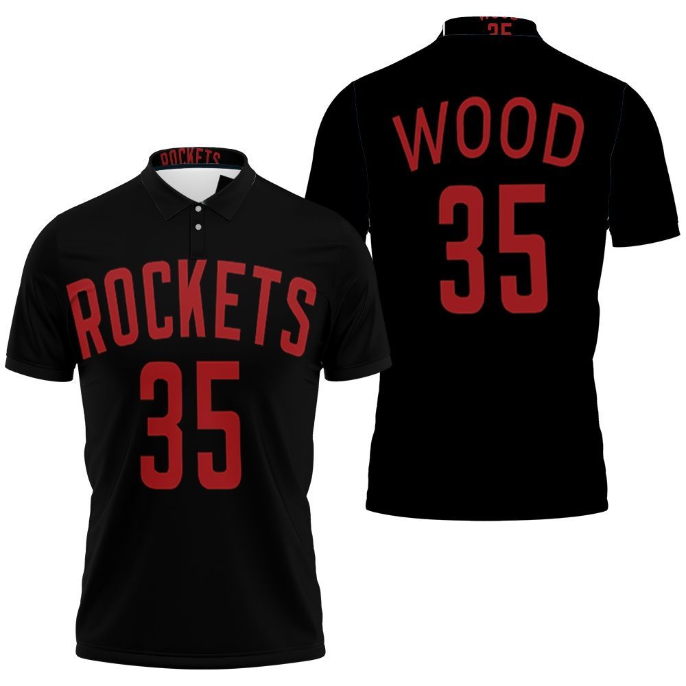 Rockets Christian Wood 2020-21 Earned Edition Black Jersey 3D All Over Print Polo Shirt