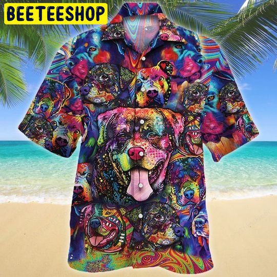 Rottweiler Dog Watercolor Trending Hawaiian Shirt