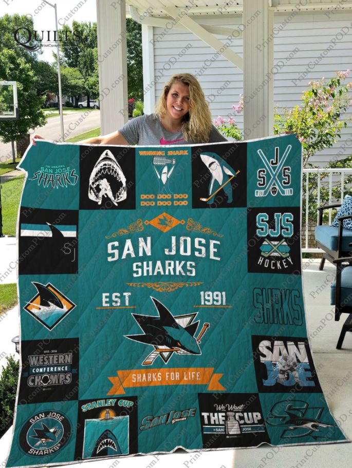 San Jose Sharks For Life Quilt Blanket Great Customized Blanket Gifts For Birthday Christmas Thanksgiving