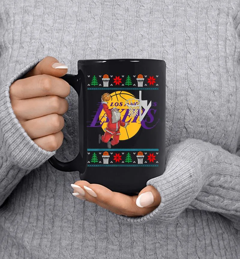 Santa Ugly Christmas Basketball Los Angeles Laker Mug