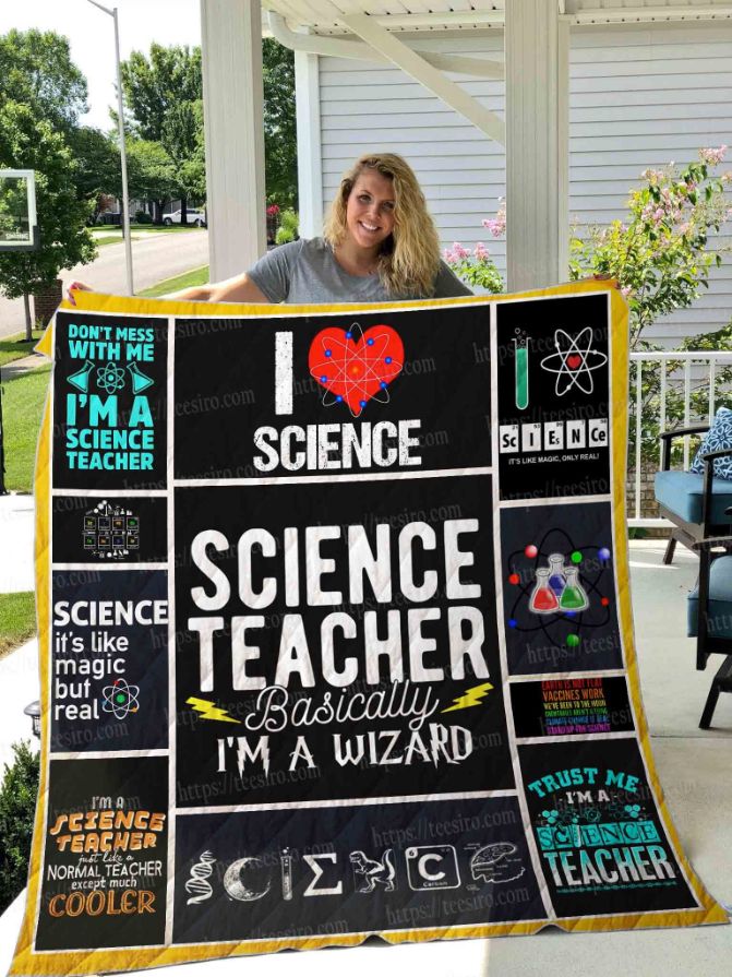 Science Teacher Basically I’m A Wizard Quilt Blanket Great Customized Blanket Gifts For Birthday Christmas Thanksgiving