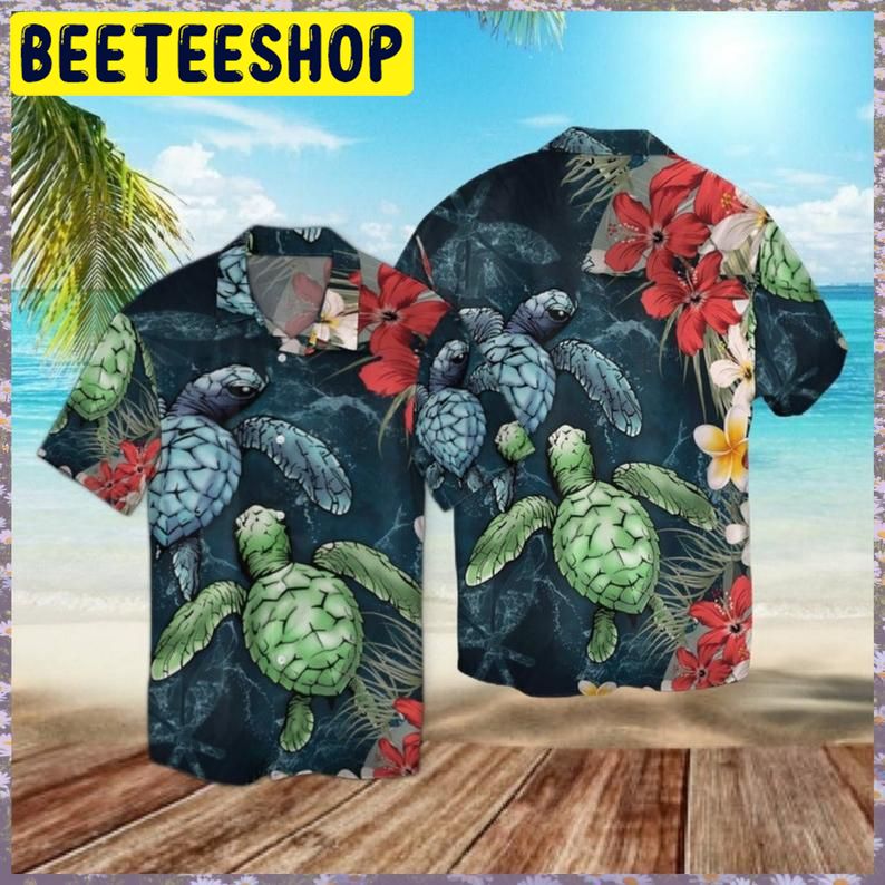 Sea Turtle Floral Hawaiian Shirt