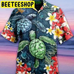 Sea Turtle Flowers Hawaiian Shirt