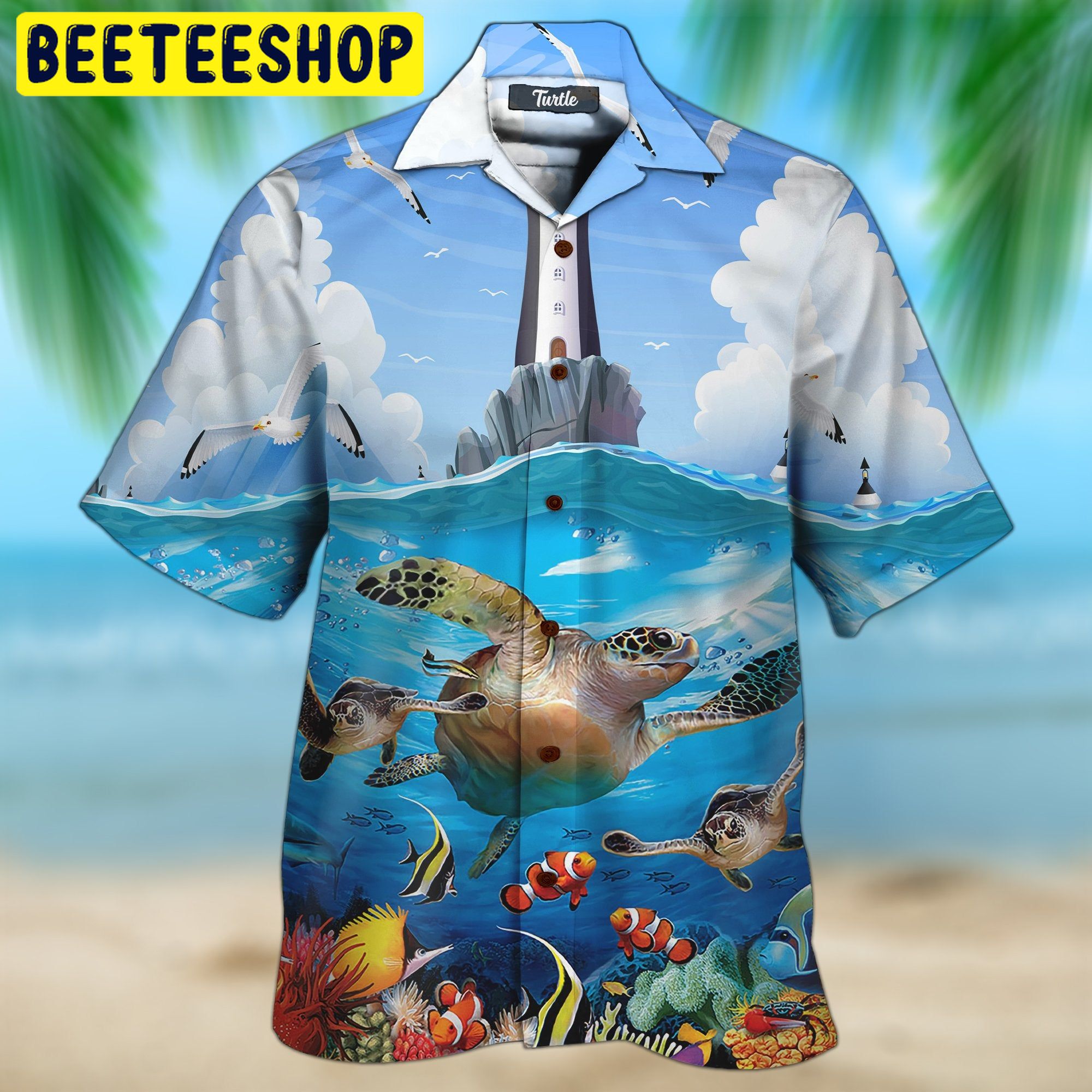 Sea Turtle Swimming 3D All Over Printed Trending Hawaiian Shirt