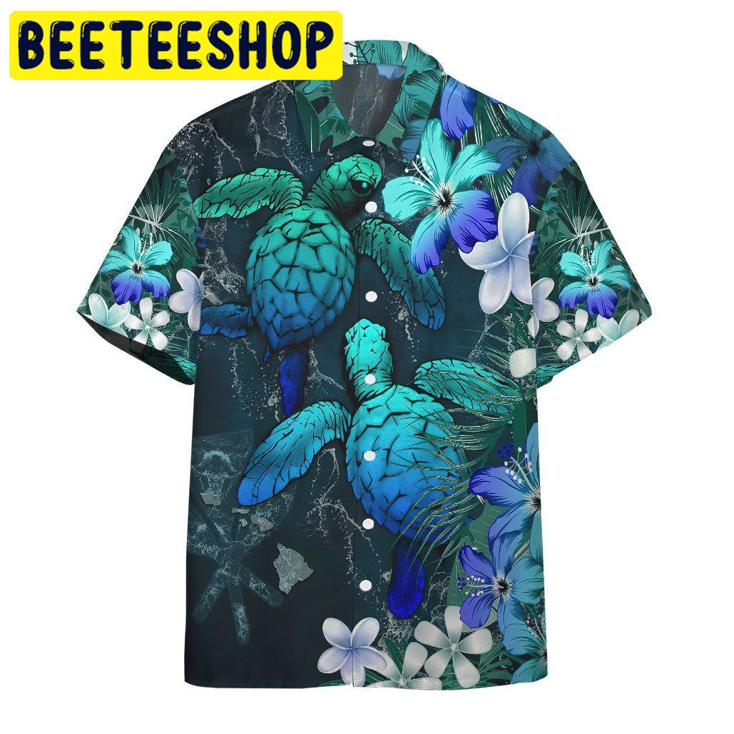 Sea Turtle Tropical Hibiscus Hawaiian Shirt