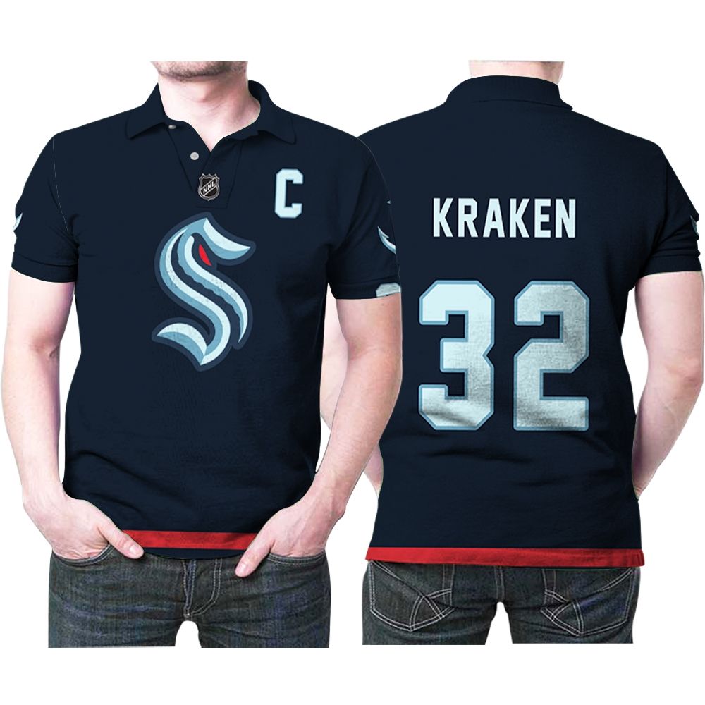 Seattle Kraken #32 Nhl Ice Hockey Team Logo 2020 Blue 3D All Over Print Polo Shirt