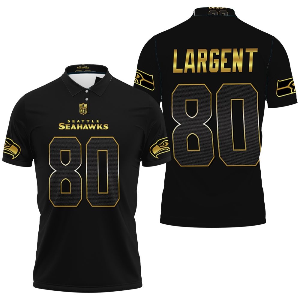 Seattle Seahawks Steve Largent #80 Nfl American Football Team Black Golden Edition Polo Shirt