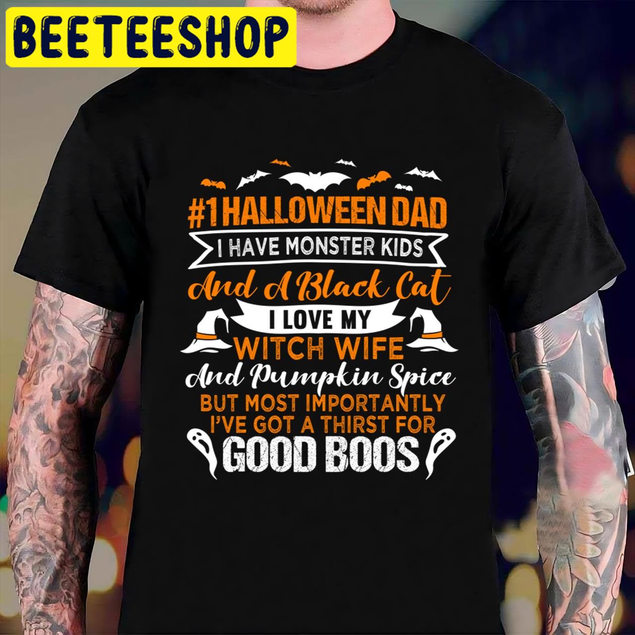 Single Dad I Have Monster Kids And Black Cat Halloween Trending Unisex T-Shirt