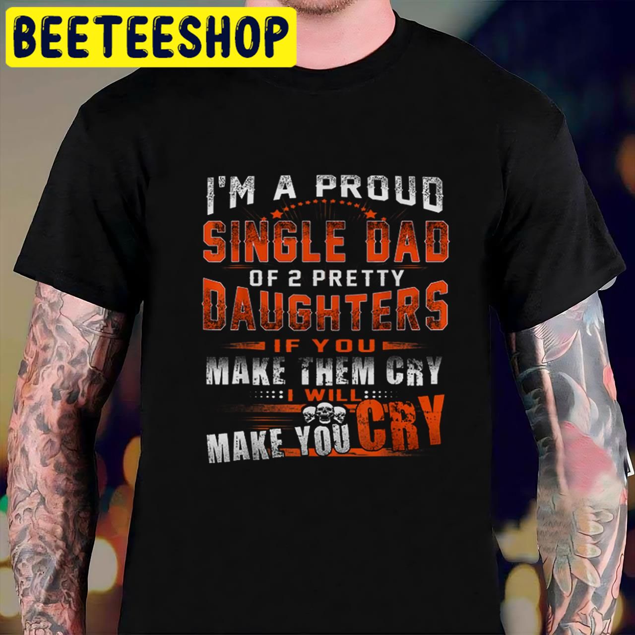 Single Dad Proud Single Dad Of 2 Pretty Daughters Halloween Trending Unisex T-Shirt